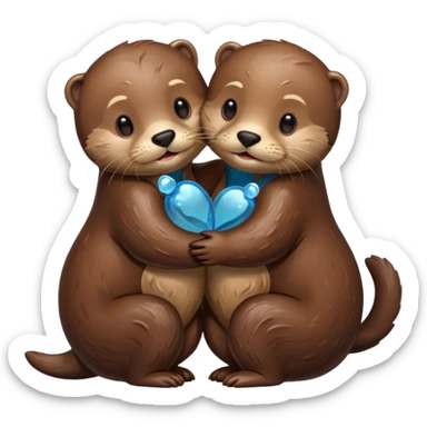 two otters hug sticker