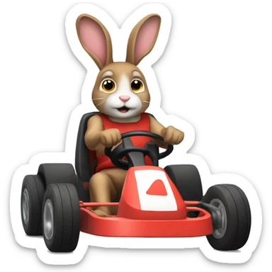 rabit drving a kart sticker