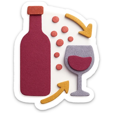 icon representing the 'alcohol fermentation' step in wine making process, paper craft style sticker