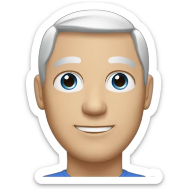 middle age white man with blue eyes long eyelashes and short silver hair sticker