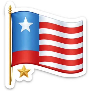 “Flag with royal blue center (#003A8C), light blue side panels (#6EC1E4), separated by white vertical stripes. Center contains a ring of 13 gold stars (#D4AF37) surrounding 4 larger red stars (#D32F2F) with white borders.” sticker
