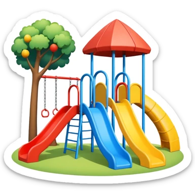 simple and colorful playground with 2 slides and 2 swings sticker