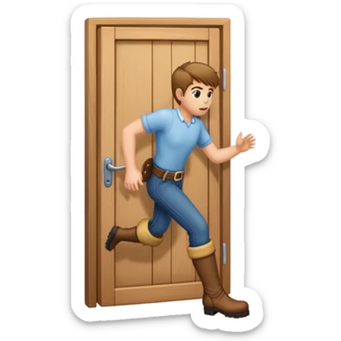 kicking door sticker