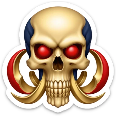 skull colored in New Orleans Pelicans basketball team colors - navy blue, gold, and red sticker