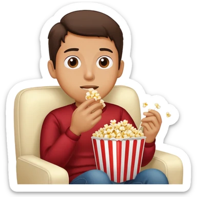 person watching TV with popcorn sticker