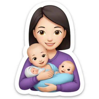 A Chinese mother with a newborn. sticker