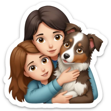 Australian Shepherd hugging girl sticker