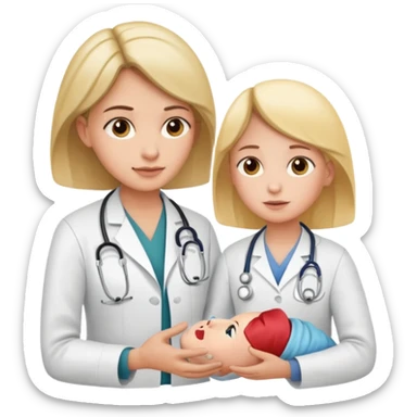 American doctor explaining to mother with sick child. for Family Medicine emoji with for family  sticker