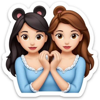 Son quatro chicas montadas en una atraccion de levantando la mano con orejas de Disney puestas en una atracción sticker