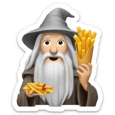 Gandalf eating fries sticker
