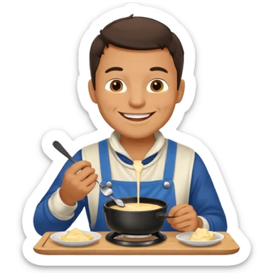 man eating fondue sticker