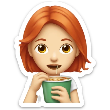 Red head girl sipping pho sticker