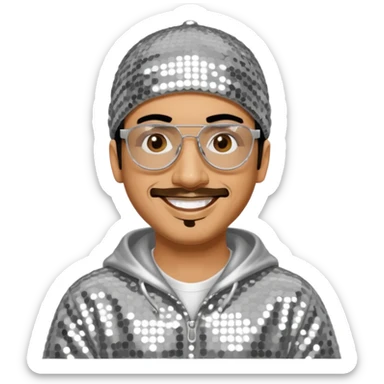 Ali G with silver sequin outfit sticker