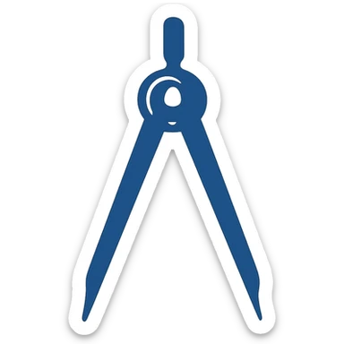 flat design minimalist navy blue compass tool inspired by the one Luca Pacioli is using in his portrait, simple and iconic sticker