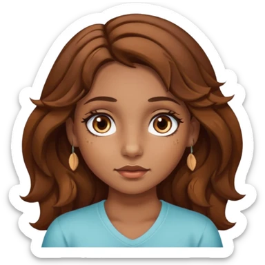 girl with wavy hair, almond shaped eyes, birthmark near her eye, tan, with lots of swag, cool, face piercings  sticker