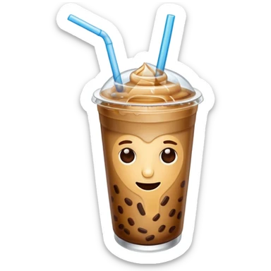 Iced coffee with straw sticker