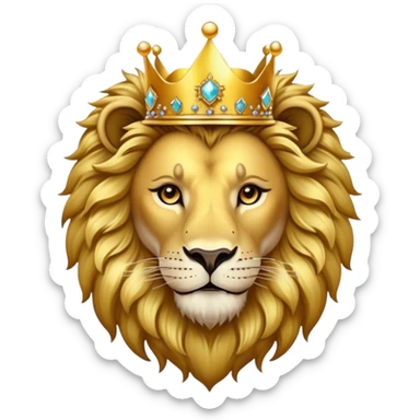 Golden Crescent moon with sparkles, with a lion wearing a crown sticker