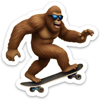 Bigfoot skateboarding with sunglasses on and explosion behind him sticker