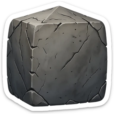 Create a dark gray stone truncated square pyramid, worn, weathered, with rounded edges and realistic rough texture sticker