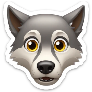 cartoon wolf with huge shocked eyes sticker