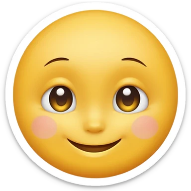 Emoji, yellow round smiling face, vibrant bright shy expression sticker