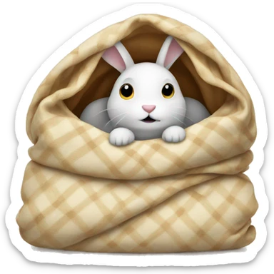 Rabbit in a blanket sticker