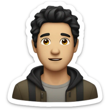 A guy with black hair and a scar in his mouth sticker
