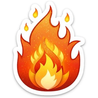 Glittery fire sticker