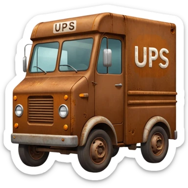 Brown delivery truck with the letters u p s on the side sticker