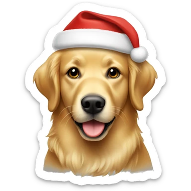 Golden retriever with Christmas hat sticker