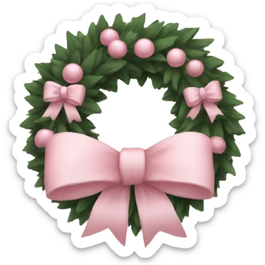 wreath with pale pink bows christmas mood sticker