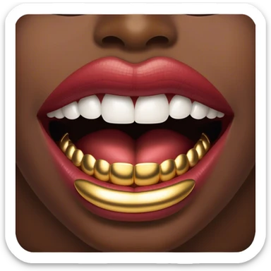 Lips with gold teeth  sticker