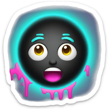 Shocked face with bright pink and turquoise glow around it sticker