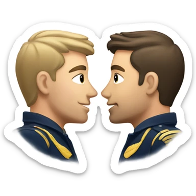 Caucasian male gay pilots kissing sticker