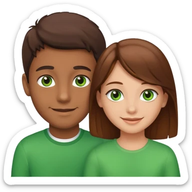 brown boy and brown hair girl with green eye couple  sticker