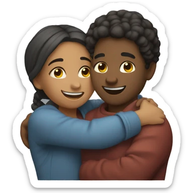 couple hug with warm smiles sticker