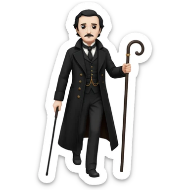 full length edgar allan poe  walking sticker