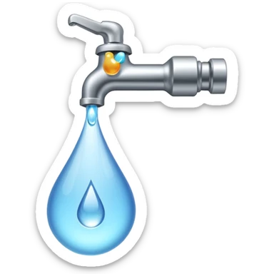 a faucet with a water droplet at the end sticker