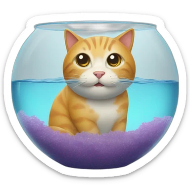 Cat in a fish bowl sticker