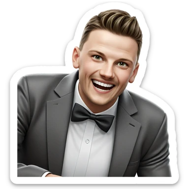 smiling boy in formal attire sticker