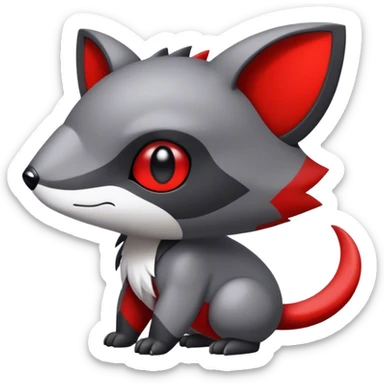 Cute cool black red white grey animal hybrid Fakemon full body sticker