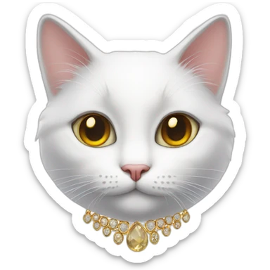 white Cat with big jewellery sticker