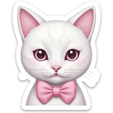 White cat with a pink bow on its head  sticker