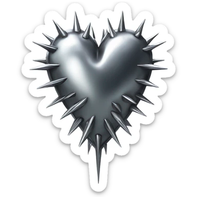 Gothic chrome heart with spikes sticker