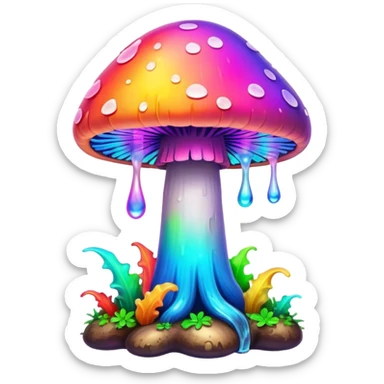  melting neon rainbow mushroom  sticker