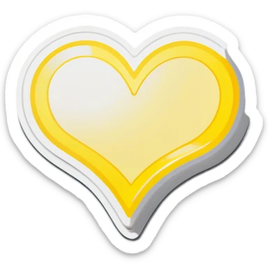 White and yellow heart with ring inside sticker