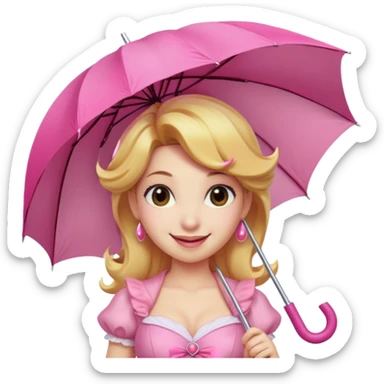 princess peach with a pink umbrella  sticker