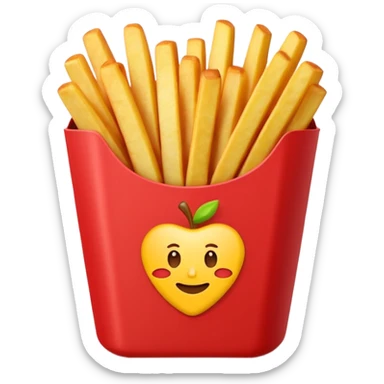 simple stylized red fries container with a yellow stripe or logo, apple style emoji sticker