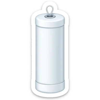 a white tampon with ridges and a string attached to the bottom sticker