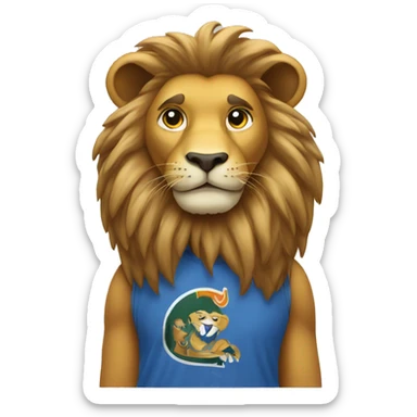 A lion wearing gs tshirt sticker